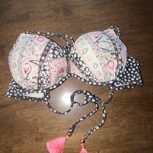 VIctoria’s Secret push up bikini top 34C black, hot pink
